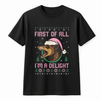 Adorable Possum Ugly Sweater Shirt, Humorous Opossum Santa Hat Christmas T-Shirt, Holiday Animal Graphic Tee, Possum Lover Christmas T-Shirt