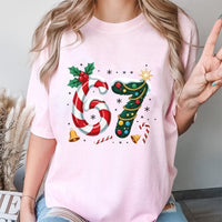 Candy Cane Holiday Tree Shirt, Number 67 Christmas T-Shirt, Festive Number Graphic Tee, Winter Birthday T-Shirt, Xmas Holiday Present Shirt