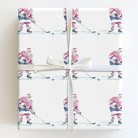 Sports Christmas Gift Wrap, Hockey Santa Claus Wrapping Paper, Watercolor Skating Santa Wrapping Paper, Winter Sports Holiday Gift Wrap