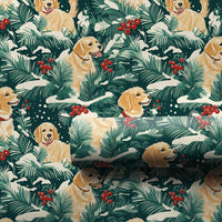 Snowy Pine Holly Dog Gift Wrap, Golden Retriever Wrapping Paper, Winter Dog Lover Holiday Wrapping Paper, Christmas Puppy Wrapping Paper