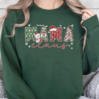 Festive Snowman Holiday Graphic Sweater, Mama Claus Sweatshirt, Adorable Christmas Mom Crewneck, Comfy Winter Wonderland Xmas Pullover