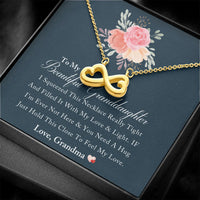 14k White Gold Finish Heart Necklace, Infinity Heart Necklace for Granddaughter, Message Card Jewelry, Birthday Christmas Present from Grandma
