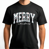Varsity Letter Tree T-Shirt, Merry Christmas T-Shirt, Vintage Christmas Graphic Tee, Festive Holiday Season Shirt, Christmas Present for Women