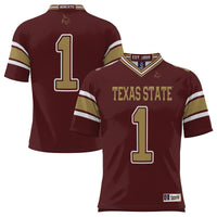 #1 Texas State Bobcats Endzone Football Jersey - Maroon
