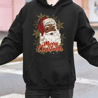 African American Santa Claus Hoodie, Black Santa Hoodie, Merry Christmas Graphic Hoodie, Vintage Holiday Pullover, Festive Winter Sweatshirt