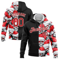 Christmas Skull Sweatshirt, Custom Santa Hat Skull Hoodie, Personalized Name Number Holiday Hoodie, Xmas Sports Pullover Hoodie, Xmas Present