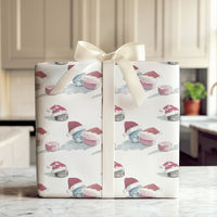 Christmas Sports Gift Wrap, Hockey Puck Santa Hat Wrapping Paper, Adorable Hockey Holiday Paper, Festive Winter Wrapping Paper, Hockey Fan Present