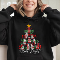 ICU Nurse Holiday Hoodie, Silent Night Medical Christmas Hoodie, Humorous Healthcare Xmas Hoodie, Hospital Worker Hooded Sweatshirt Present