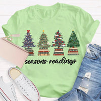 Festive Reading Season Graphic Tee, Christmas Trees and Books T-Shirt, Book Lover Christmas Shirt, Bookish Holiday Shirt, Reader Xmas Present