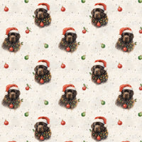 Santa Hat Puppy Holiday Gift Wrap, Newfoundland Dog Christmas Wrapping Paper, Festive Dog Xmas Wrapping Paper, Pet Lover Holiday Gift Wrap
