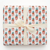 Pink Fruit Holiday Gift Wrap, Tropical Pineapple Christmas Wrapping Paper, Festive Present Wrap, Unique Winter Wrapping Paper