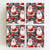 Watercolor Caroler Christmas Gift Wrap, Singing Santa Wrapping Paper, Dark Blue Holiday Wrapping Paper, Caroling Gift Wrap Roll