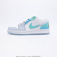 Retro Low Top Basketball Shoes, White Blue Colorway, Lace Up Design, Casual Gift for Shoe Lovers