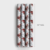 Watercolor Snowmobile Gift Wrap, Santa Snowmobile Christmas Wrapping Paper, Santa Claus Holiday Wrapping Paper, Festive Gift Wrapping Paper
