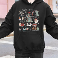 Festive Holiday Doodle Hoodie, Tis the Season Christmas Hoodie, Winter Xmas Hooded Sweatshirt, Retro Holiday Pullover Hoodie, Comfy Xmas Present