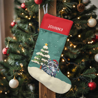 Personalized Raccoon Holiday Stocking, Adorable Woodland Raccoon Christmas Stocking, Forest Animal Christmas Stocking, Comfy Winter Decor Present