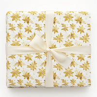 Watercolor Christmas Gift Wrap, Gold Poinsettia Wrapping Paper, Elegant Holiday Wrapping Paper, Floral Xmas Present Wrapping Paper