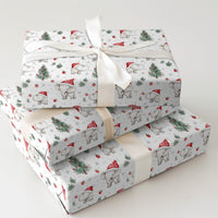 Santa Hat Holiday Gift Wrap, Baby Elephant Christmas Wrapping Paper, Adorable Watercolor Animal Wrapping Paper, Kids Christmas Gift Wrap Roll