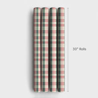 Vintage Tartan Holiday Gift Wrap, Pink and Green Plaid Wrapping Paper, Classic Check Present Paper, Christmas Birthday Gift Wrapping Roll