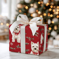 West Highland White Terrier Gift Wrap, Westie Christmas Wrapping Paper, Festive Dog Holiday Wrapping Paper, Adorable Dog Lover Gift Wrap Roll