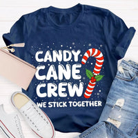 Matching Holiday Crew Shirt, We Stick Together Christmas Candy Cane T-Shirt, Adorable Candy Cane Graphic Tee, Winter Christmas Group Tee