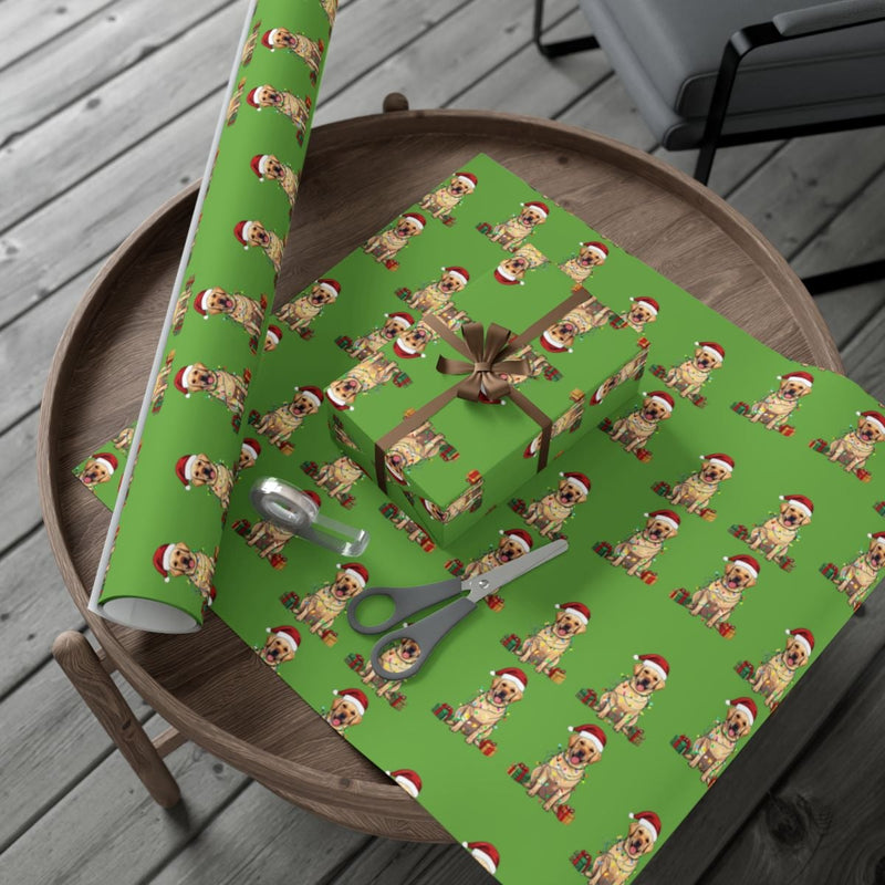 Christmas Dog Gift Wrap, Labrador Santa Hat Wrapping Paper, Holiday Dog Wrapping Paper, Adorable Puppy Gift Wrap, Dog Lover Xmas Present Paper