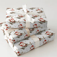 Vintage Flying Santa Gift Wrap, Airplane Santa Wrapping Paper, Watercolor Pilot Santa Christmas Paper, Retro Aviation Gift Wrapping Paper