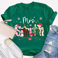 Custom Name Snowflake Holiday Shirt, Personalized Christmas Lights T-Shirt, Matching Family Xmas Graphic Tee, Holiday Season Present