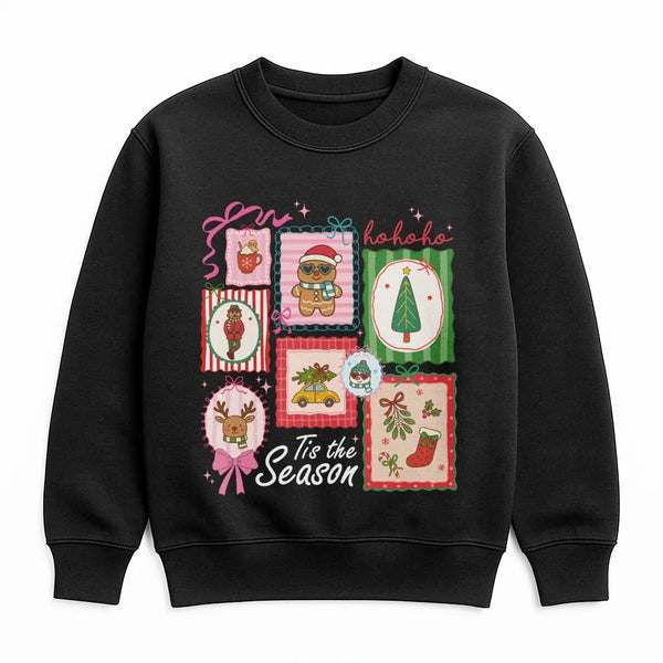 Gingerbread Reindeer Christmas Sweatshirt, Tis the Season Christmas Sweatshirt, Retro Holiday Patchwork Pullover, Festive Chr