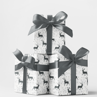 Nordic Christmas Holiday Pattern Wrapping Paper, Reindeer Gift Wrap Paper, Scandinavian Xmas Gift Wrap Roll