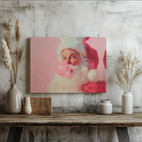 Pink Bubble Gum Santa Canvas Print, Humorous Santa Claus Canvas Wall Art, Whimsical Holiday Santa Canvas, Retro Christmas Wall Decor Present