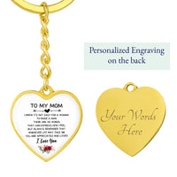 Sentimental Message Heart Charm Keyring from Son, To My Mom Heart Keychain, Surgical Steel Mom Keychain, Christmas Birthday Present for Mother