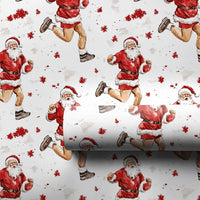 Jogging Santa Claus Gift Wrap, Running Santa Wrapping Paper, Humorous Fitness Santa Holiday Wrap, Adorable Christmas Present Wrapping Paper Roll