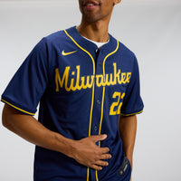 Milwaukee Brewers Christian Yelich Navy Alternate Limited Jersey