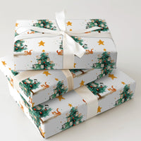 Festive Kitten Tree Gift Wrap, Watercolor Cat Christmas Wrapping Paper, Holiday Cat Lover Wrapping Paper, Adorable Xmas Gift Wrap Roll