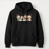 Christmas Coffee Hoodie, Watercolor Snowman Latte Hoodie, Comfy Holiday Coffee Hooded Sweatshirt, Winter Cafe Pullover, Coffee Lover Present