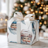 Watercolor Christmas Gift Wrap, Hockey Helmet Santa Wrapping Paper, Sports Holiday Paper, Festive Present Wrapping Paper, Hockey Fan Present
