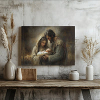 Mary Joseph and Baby Jesus Print, Holy Family Nativity Canvas Art, Religious Christmas Canvas Wall Decor, Christian Holiday Present