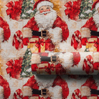 Christmas Gift Wrap Roll, Vintage Santa Wrapping Paper, Retro Santa Claus Wrapping Paper, Festive Holiday Gift Wrap, Xmas Present Paper