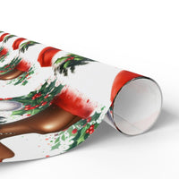 Afro Christmas Gift Wrap, Black Woman Santa Hat Wrapping Paper, Black Santa Holiday Wrapping Paper, African American Present Wrap Roll