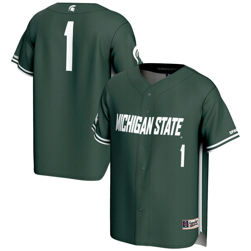 #1 Michigan State Spartans Lightweight Baseball Jersey - Green