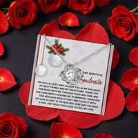 Sparkling CZ Crystal Pendant Necklace, Soulmate Love Knot Necklace, Romantic Holiday Knot Necklace, Christmas Jewelry Present for Her