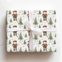 Rustic Western Santa Gift Wrap, Cowboy Santa Wrapping Paper, Country Christmas Wrapping Paper, Pine Tree Holiday Gift Wrap, Adorable Xmas Paper
