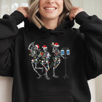 Dancing Skeleton Medical Nurse Hooded Sweatshirt, Christmas Nurse Hoodie, Humorous Xmas Healthcare Staff Sweater, Holiday Nurse Present