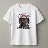 Grumpy Kitty Xmas Lights T-Shirt, Humorous Black Cat Christmas Shirt, Holiday Cat Lover Graphic Tee, Adorable Spooky Cat Shirt, Christmas Pet Present