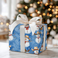 Western Holiday Gift Wrap, Cowboy Snowman Christmas Wrapping Paper, Rustic Winter Snowman Wrapping Paper, Country Festive Present Wrap Roll