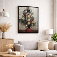 Christmas Tree Holiday Canvas Print, Vintage Nutcracker Canvas Wall Art, Comfy Winter Canvas, Festive Christmas Wall Decor, Holiday Present