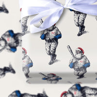 Retro Baseball Christmas Gift Wrap, Vintage Baseball Santa Wrapping Paper, Sports Santa Wrapping Paper, Holiday Baseball Gift Wrap Roll