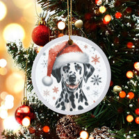 Santa Hat Spotted Puppy Ceramic Ornament, Dalmatian Dog Christmas Ornament, Adorable Pet Lover Holiday Ornament, Xmas Tree Decor Keepsake Present
