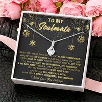 Cubic Zirconia Pendant Jewelry, Soulmate Alluring Beauty Ribbon Necklace, 14k White Gold Over Stainless Steel, Christmas Present for Wife